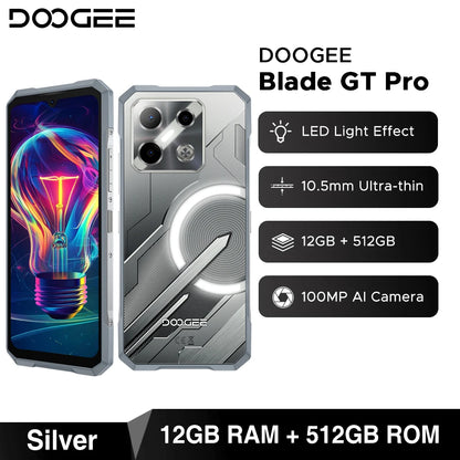 World Premiere DOOGEE Blade GT Pro 5G Rugged Phone LED Light Effect 12GB 512GB 10.5mm Ultra-thin 100MP AI Camera 5800mAh Battery