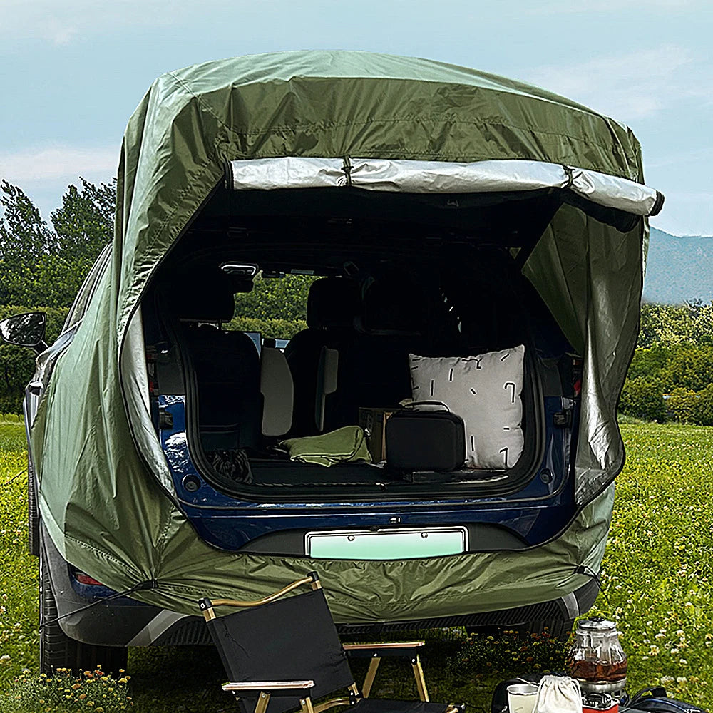 Camping Car Rear Tent Outdoor Car Trunk Tent w Canopy Car Trunk Extension Tent Sunshine-Proof Camping Equipment Travel Supples