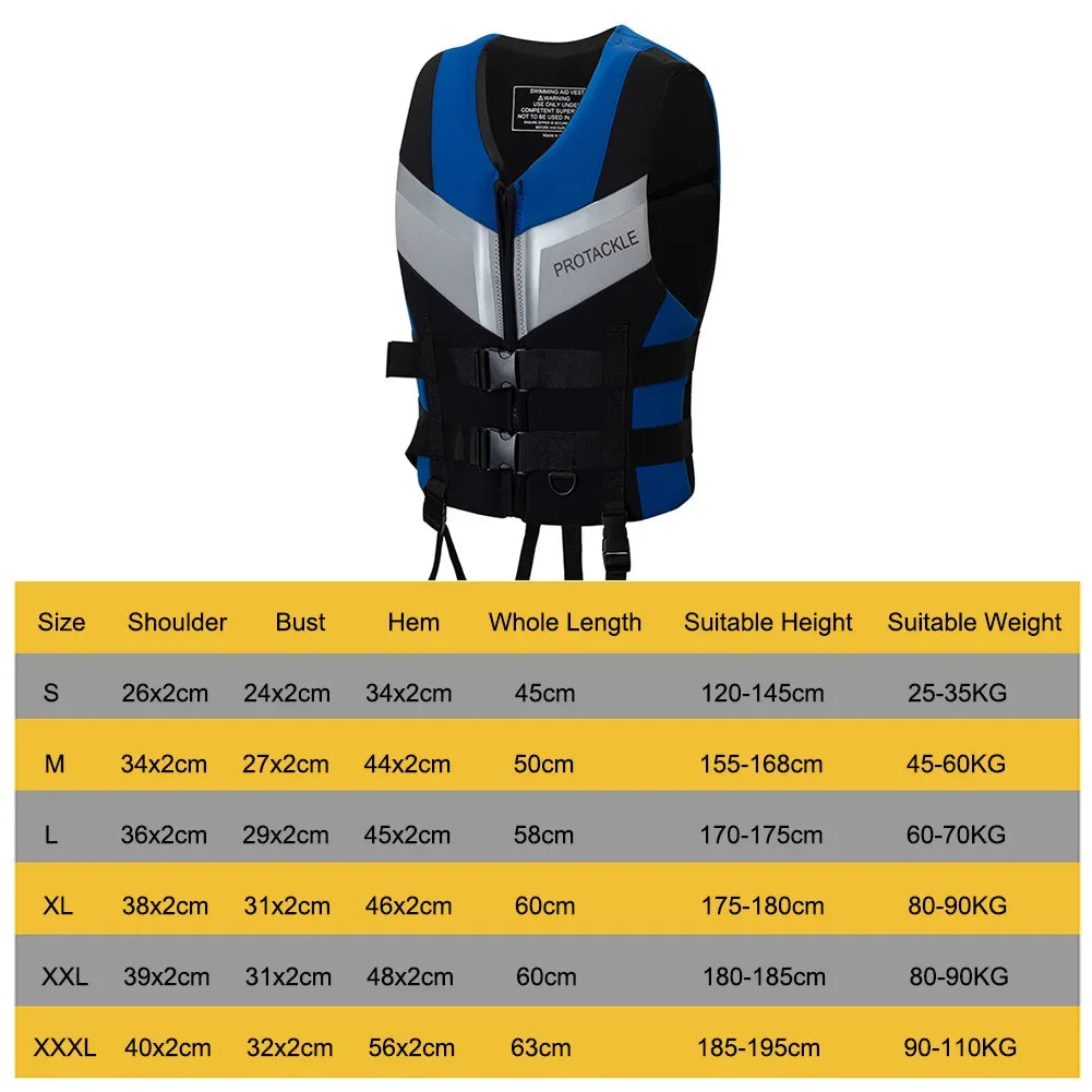 Neoprene Life Jacket Buoyancy Fishing Water Ski Vest Wear-resistant Survival Suit Water Sports Life Jacket For Swimming Fishing
