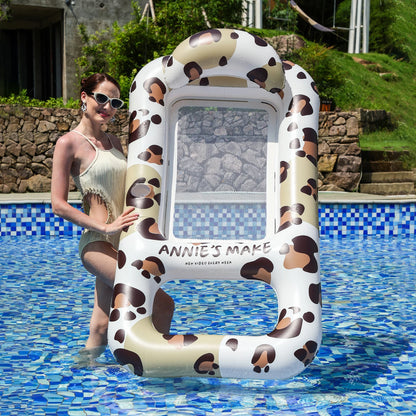 1PC Inflatable Pool Float, For Splashing About, Made Of PVC, Featuring Cup Holders And A Comfortable Lounger With A Sun Canopy