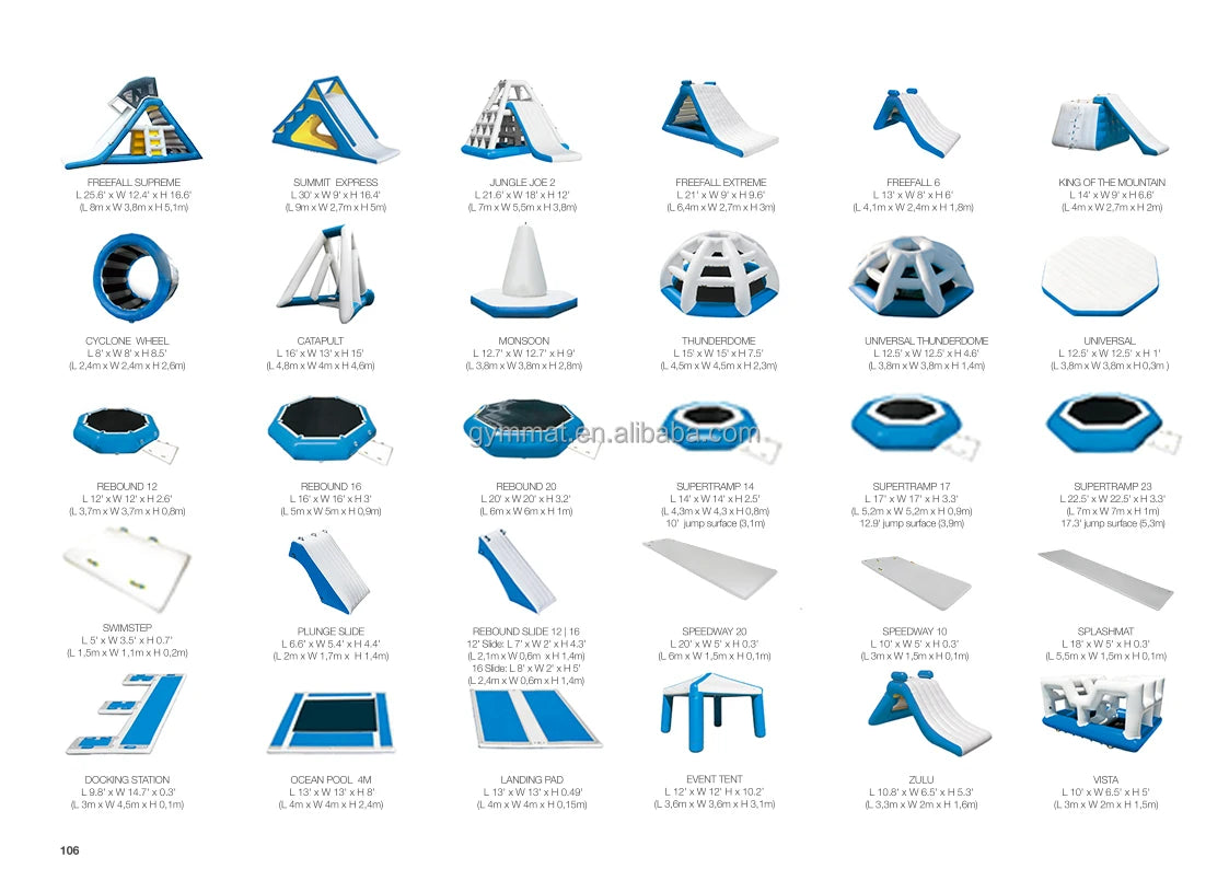 Inflatable Water Game Floating Climbing Tower With Slide Play Park Amusement for Adults and Kids