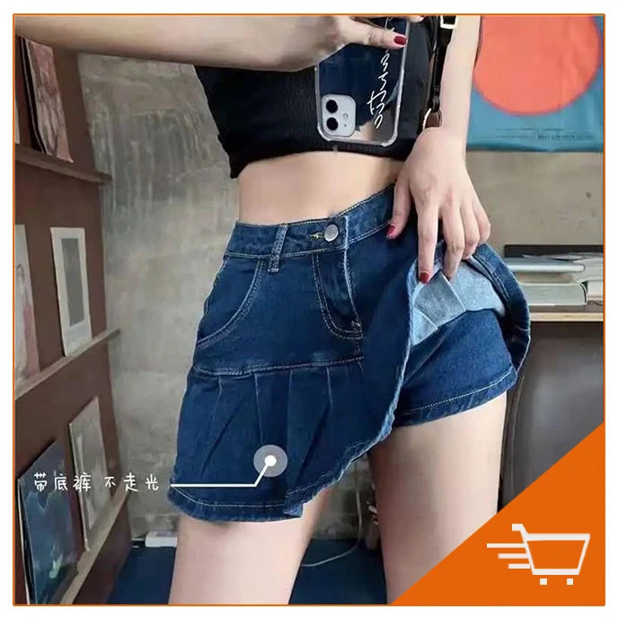 STSVZORR Vintage Embroidery Denim Half Skirt Women's Summer Skirt Water Wash Elastic Wrap Hip Short Skirt