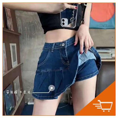 STSVZORR Vintage Embroidery Denim Half Skirt Women's Summer Skirt Water Wash Elastic Wrap Hip Short Skirt