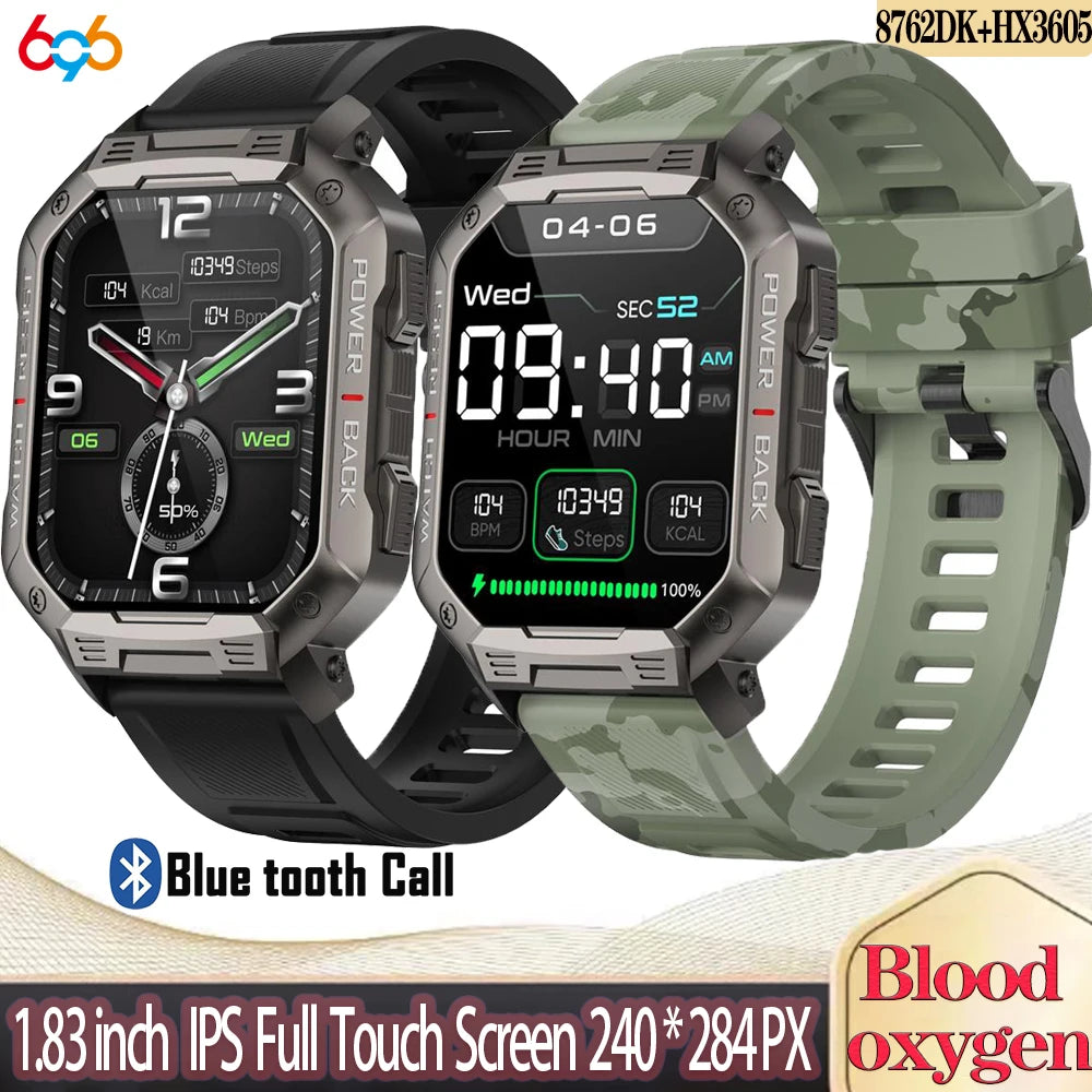 Square Smart Watch Men Outdoor Sports Blue Tooth Call Smartwatch Sports Fitness Heart Rate Health Blood Oxygen