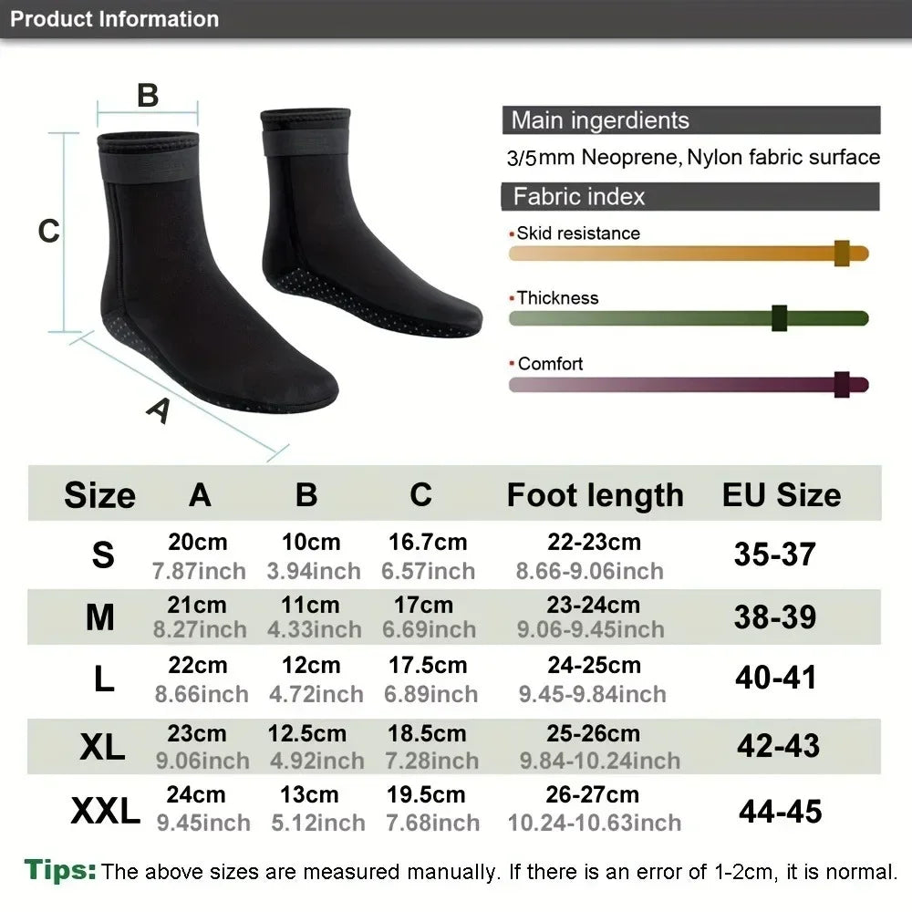3mm Neoprene Socks Wetsuit Shoes Non Slip Surf Swim Fins Socks Warm Beach Boots for Snorkeling Diving Water Sports