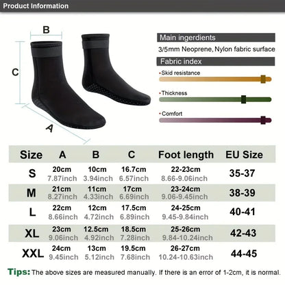 3mm Neoprene Socks Wetsuit Shoes Non Slip Surf Swim Fins Socks Warm Beach Boots for Snorkeling Diving Water Sports