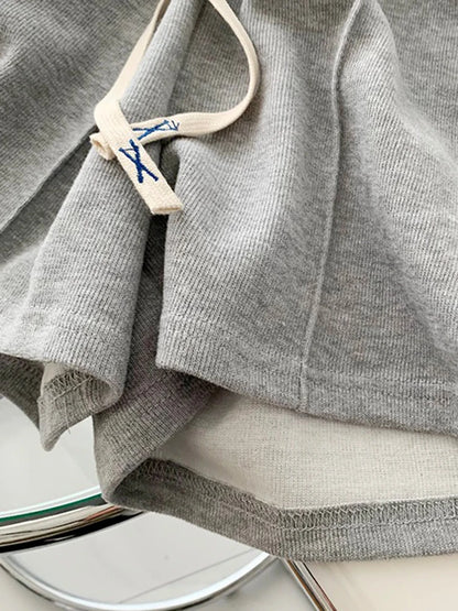 2026 Summer Shorts Women Elasticity Lovely Girls Korean Style Sweet Students Harajuku Simple Pure Gray Trousers Female New