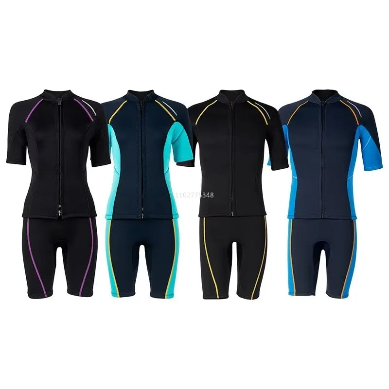 1.5MM Wetsuits for Mens Womens Front Zip Diving Suits Neoprene Short Sleeve Wet Suit for Surfing Diving Swimming Snorkeling