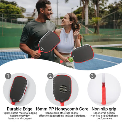 HVLKUB Agassi T700 Carbon Fiber Pickleball Paddle, 16mm PP honeycomb core, cold-pressed construction, extra-large sweet spot