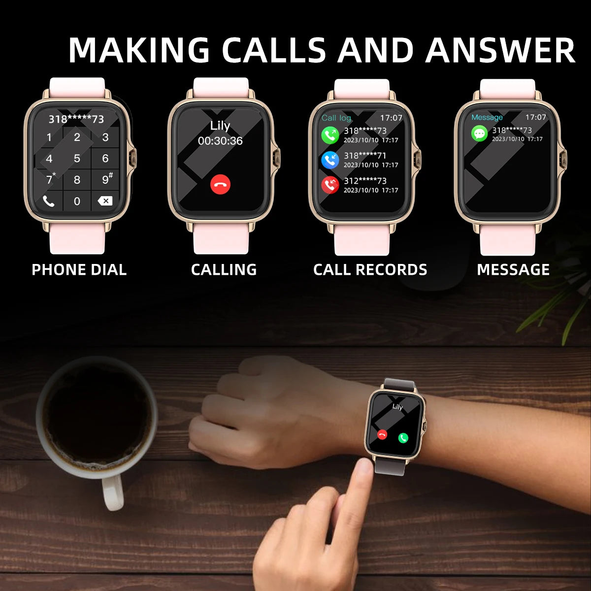 Outdoor Sports Smartwatch Wireless Calling Information Reminder Custom Wallpaper Men Women Multifunctional Smart Watches Music