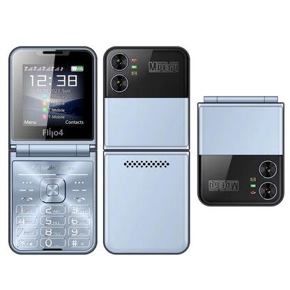 SERVO 4 SIM Fashionable Flip Cellular Phone Speed Dial Flashlight Magic Voice FM Radio 2G GSM Foldable Mobile Phone Type-C 2.6"