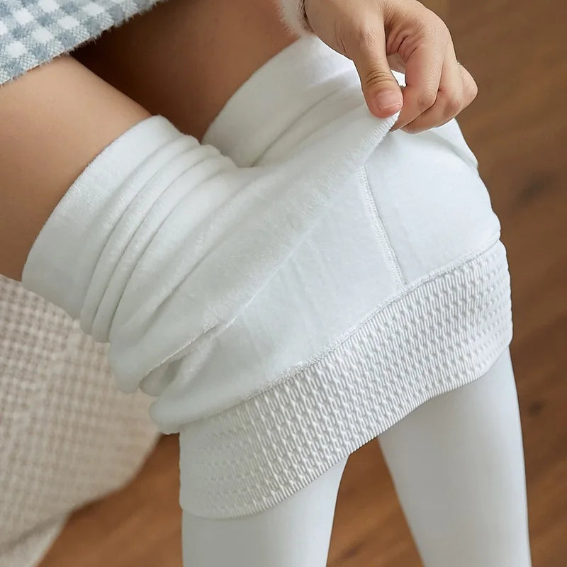 2024 New Design 160-172cm  Women White Nylon Winter Thickened Velvet Padded Adult Dance Pantyhose Sexy Fashion Leggings 45-65kg