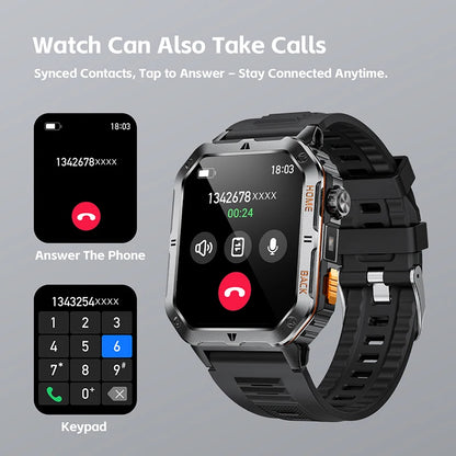 Original 2025 New 2.01 inch1000mAh smartwatch LED flashlight GPS 100+ sport health monitor 3ATM waterproof Men Gift smartwatch