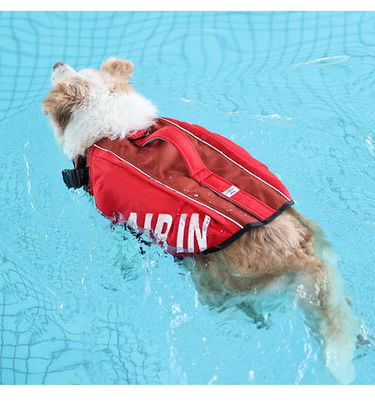 Dog Life Jacket with Airbags, Adjustable Pet Life Vest for Swimming, Oxford Fabric, Reflective Strips, S/M/L,Red / Green / Blue