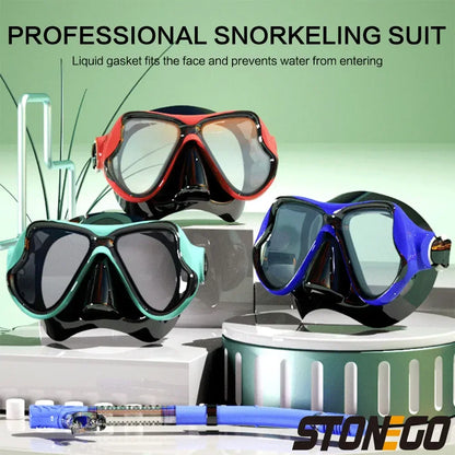 Snorkeling Gear Diving Mask Snorkel Set Full Face Silicone Large Frame Dry Snorkel for Water Sports