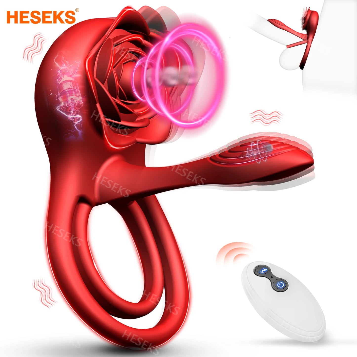 HESEKS Vibrating Cock Ring Penis Ring for Men Ejaculation Delay Rose Vibrator Clitoral Stimulator Penis Cockr Sex Toy for Couple