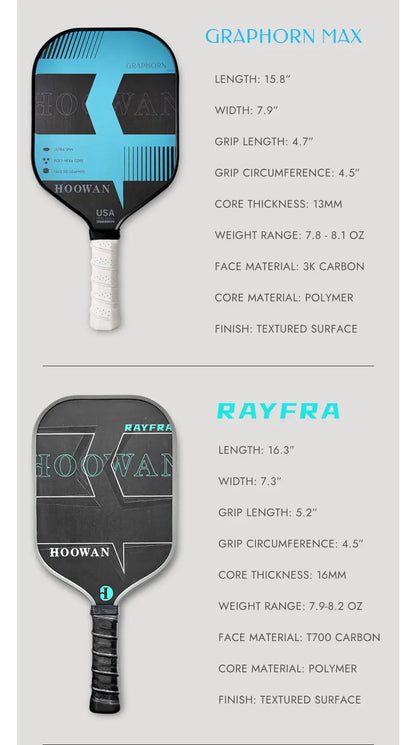HOOWAN Pickleball Paddle Set of 2 Pickleball Rackets, 4 Outdoor Balls, Carrying Bag, Lightweight and Durable Pickle Ball Paddle