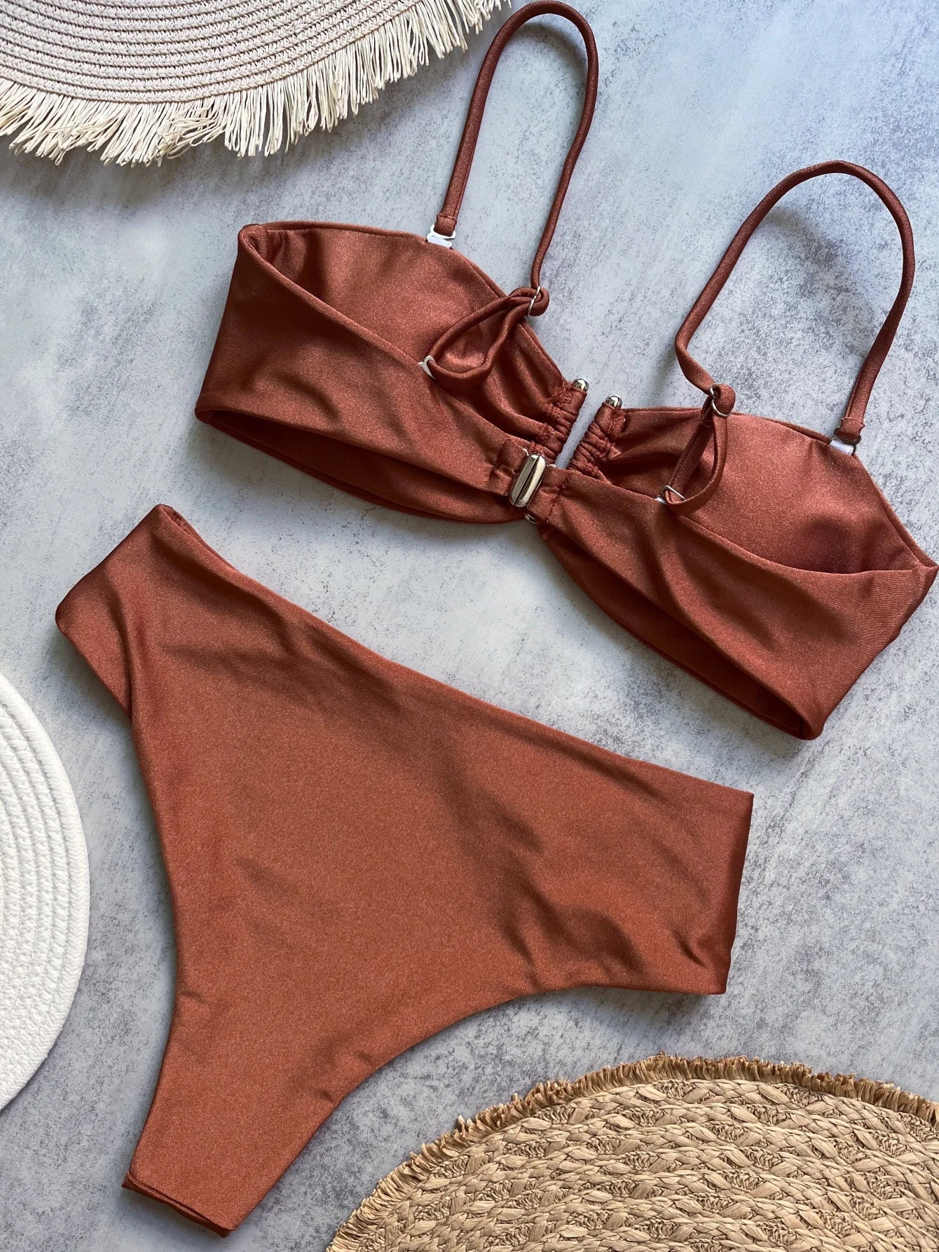 Bandeau Bikini Push Up Women Swimsuits 2024 Sexy Female Swimwear Brazilian Bikini Set Thong Biquini Swim Suits Solid Beachwear