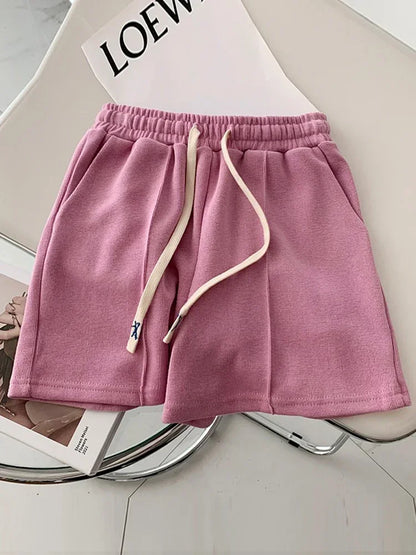 2026 Summer Shorts Women Elasticity Lovely Girls Korean Style Sweet Students Harajuku Simple Pure Gray Trousers Female New