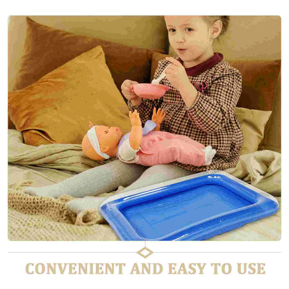 Inflatable Swimming Pool For Dolls Toys Kids Playset Sand Tray Water Tray Rectangular Pool Pvc Material Summer Child Accessories