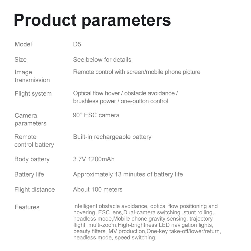 Xiaomi D5 Drone 8K Aerial HD Dual Camera Photography Intelligent Obstacle Avoidance Brushless Power 5G WIFI GPS Return Drone