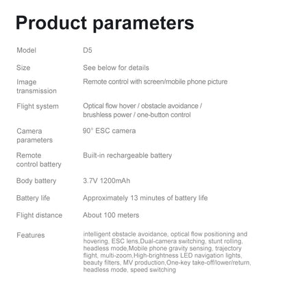 Xiaomi D5 Drone 8K Aerial HD Dual Camera Photography Intelligent Obstacle Avoidance Brushless Power 5G WIFI GPS Return Drone