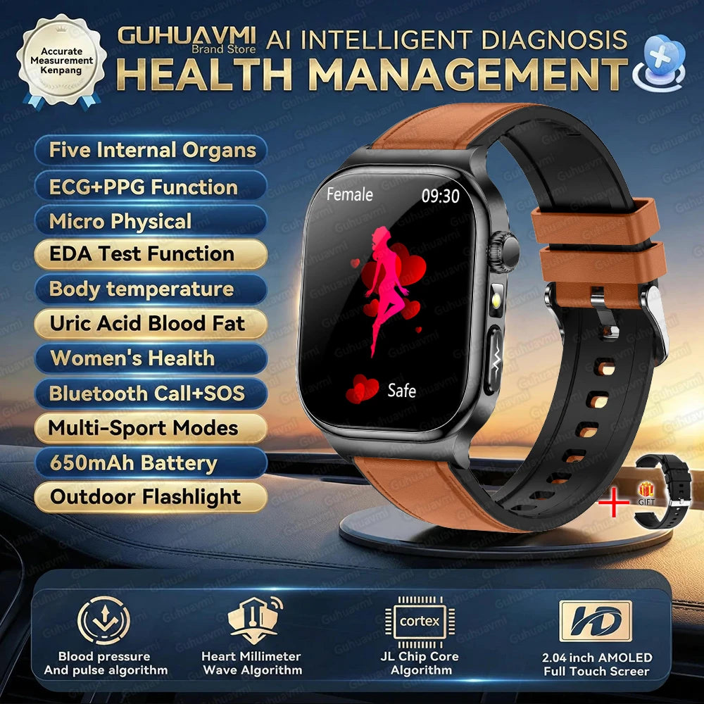 New Blood Lipids Uric Acid Blood pressure Smart Watch Men ECG+PPG Fitness Tracker Clock Heart Rate Bluetooth call Smart watches