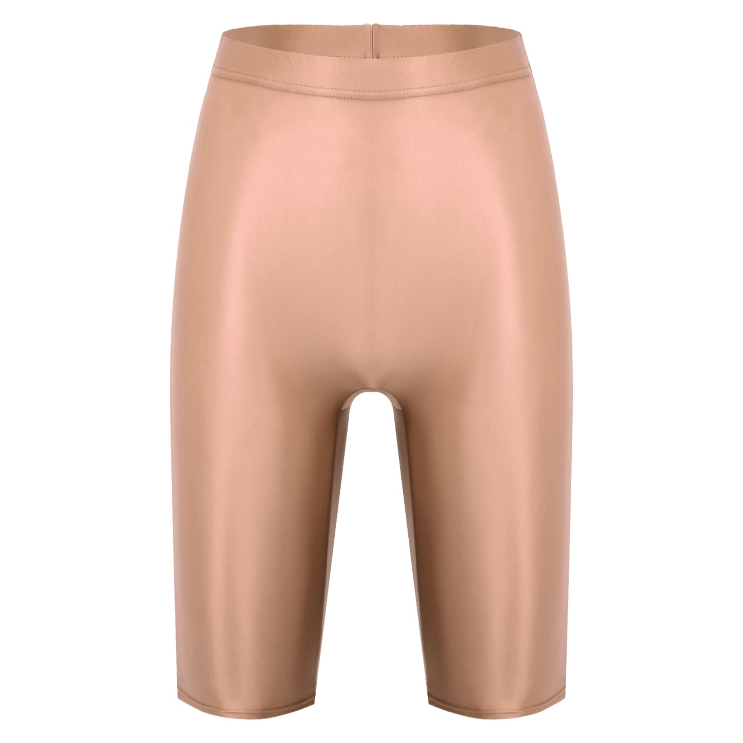 Women Glossy Shorts High Waist Fitness Short Leggings Oil Shiny Knee-Length Tights Swimming Trunks Female Workout Sports Bottoms