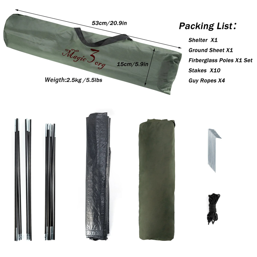 1-2 Person Outdoor Camping Shelter Tent for Carp Fishing Bivvy Hunting Travel Adventure Quick Erect Waterproof Rainproof Green