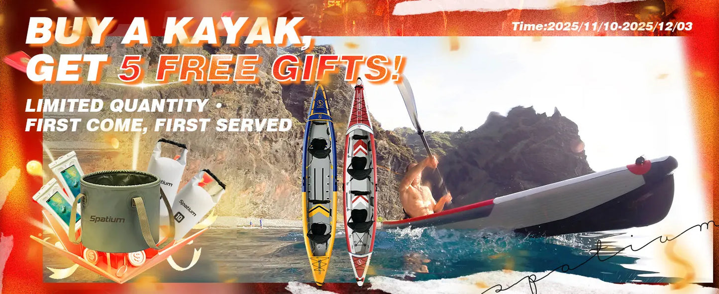 Spatium Inflatable Kayak PVC Fishing Boat 1-3 Person For Water Sports Surfing Rafting Touring Inflatable Kayak With Paddle,Seat