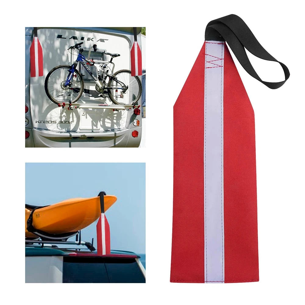 Kayak Safety Flag Oxford Cloth Outdoor Sign Flags Highly Visible Light with Reflective Strip Lanyard Canoe Boat Accessories