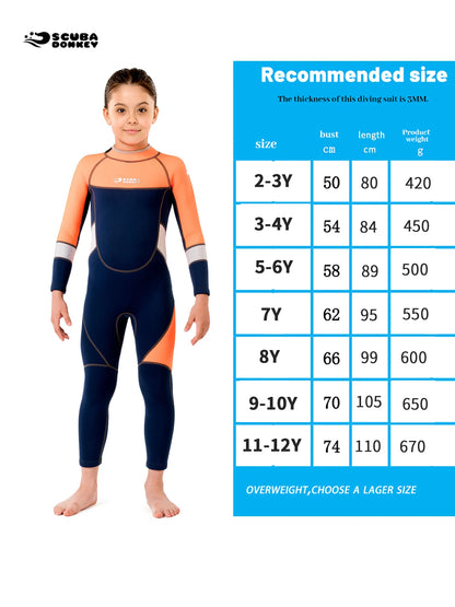 Kids Wetsuit for Boys Girls Toddler  2.5MM Neoprene Long Sleeve Wet Suits for Swimming