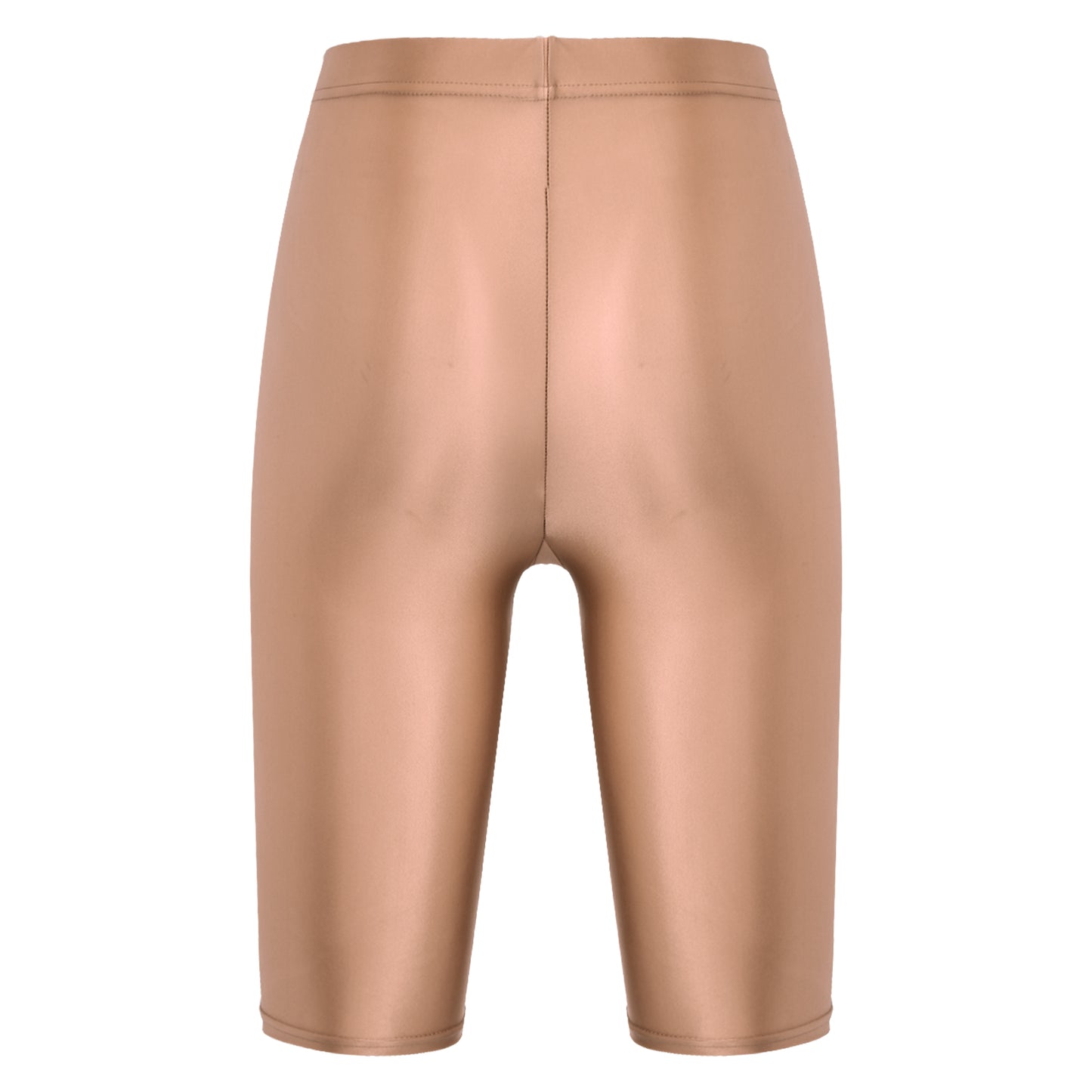 Women Glossy Shorts High Waist Fitness Short Leggings Oil Shiny Knee-Length Tights Swimming Trunks Female Workout Sports Bottoms