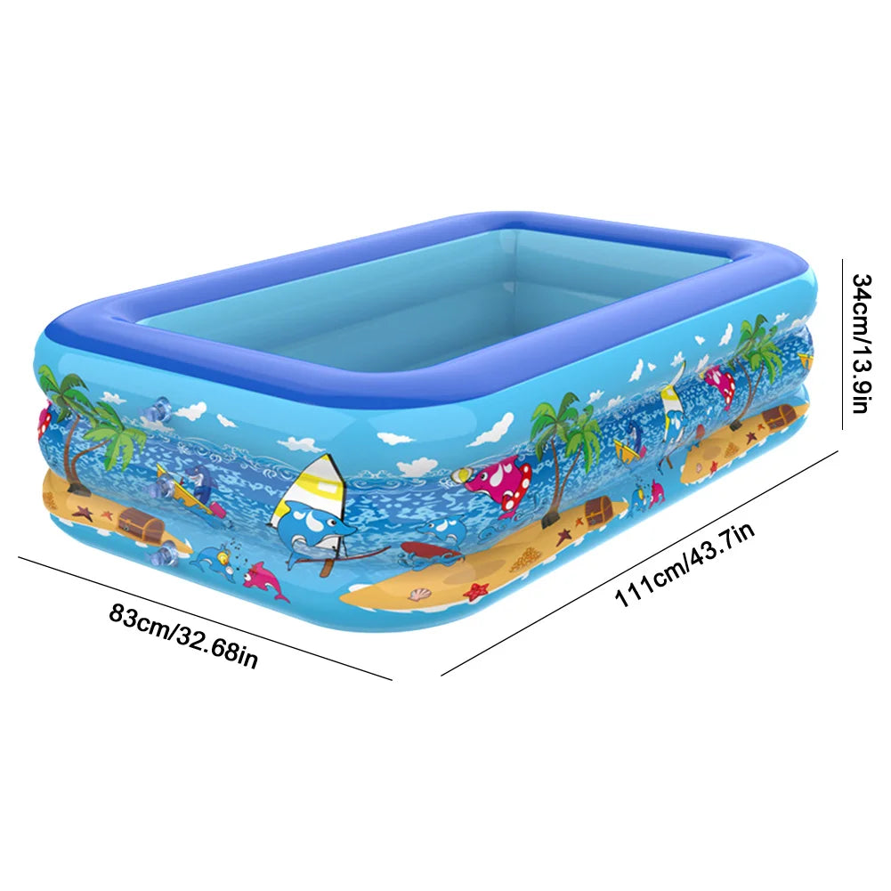 Inflatable Swimming Pool Large Family Pools 120cm Rectangle Framed Children Swimming Pool Summer Outdoor Pool Baby Bathtub Toys