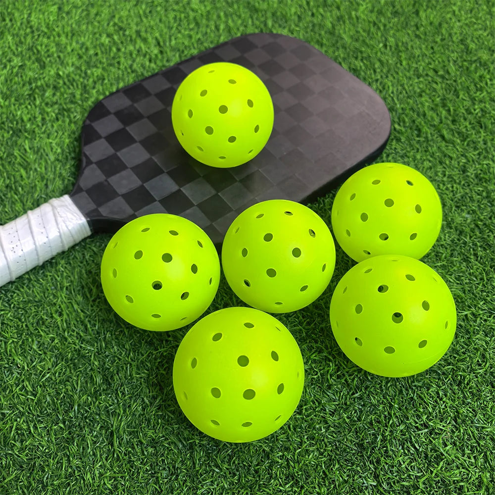 74MM 48-Hole Outdoor Pickleballs Seamless Roto-Molded Design for Durability Pickle Ball for Beginner Intermediate Player 12 Pack