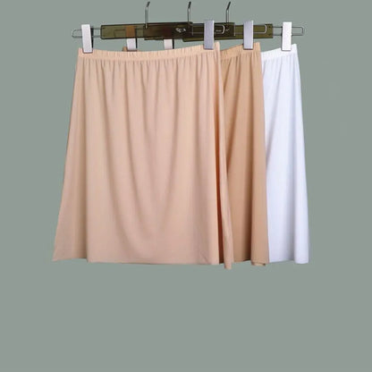 High Waist Solid Color Cotton Women Long Petticoat Ice Silk Underskirt Underskirt Half Slips Safety Underskirt Slips