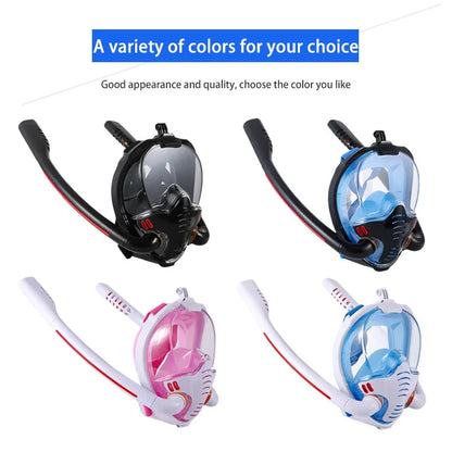 XIAOTREE Dual-Tube Silicone Full-Face Dry Snorkel Mask Adult Swimming Diving Mask Underwater Breathing Mask