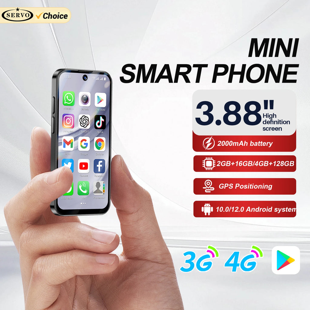 2025 NEW mini Android Smartphone 3.88" HD Display,4G LTE/3G WCDMA,4GB+128GB/2GB+16GB,2000mAh Battery Small Mobile Phone Unlocked