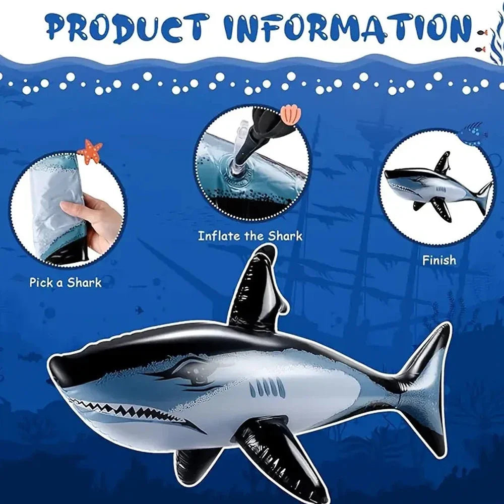 Inflatable Shark Float Beach Pool Party Swimming Water Game Fun Sports Inflatable Toy Holiday Vacation Gift For Home Outdoor