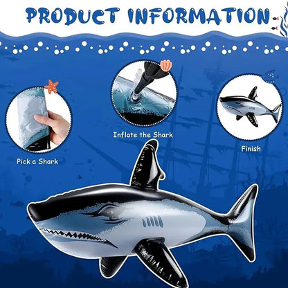 Inflatable Shark Float Beach Pool Party Swimming Water Game Fun Sports Inflatable Toy Holiday Vacation Gift For Home Outdoor