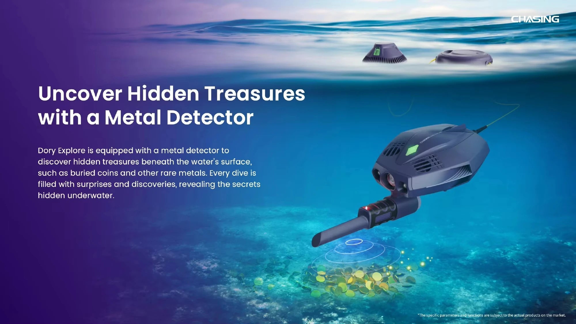CHASING Dory Explore Underwater Exploration Treasure Hunting Drone Depth 14.5m 1080p HD with Metal Detector Underwater Drone ROV