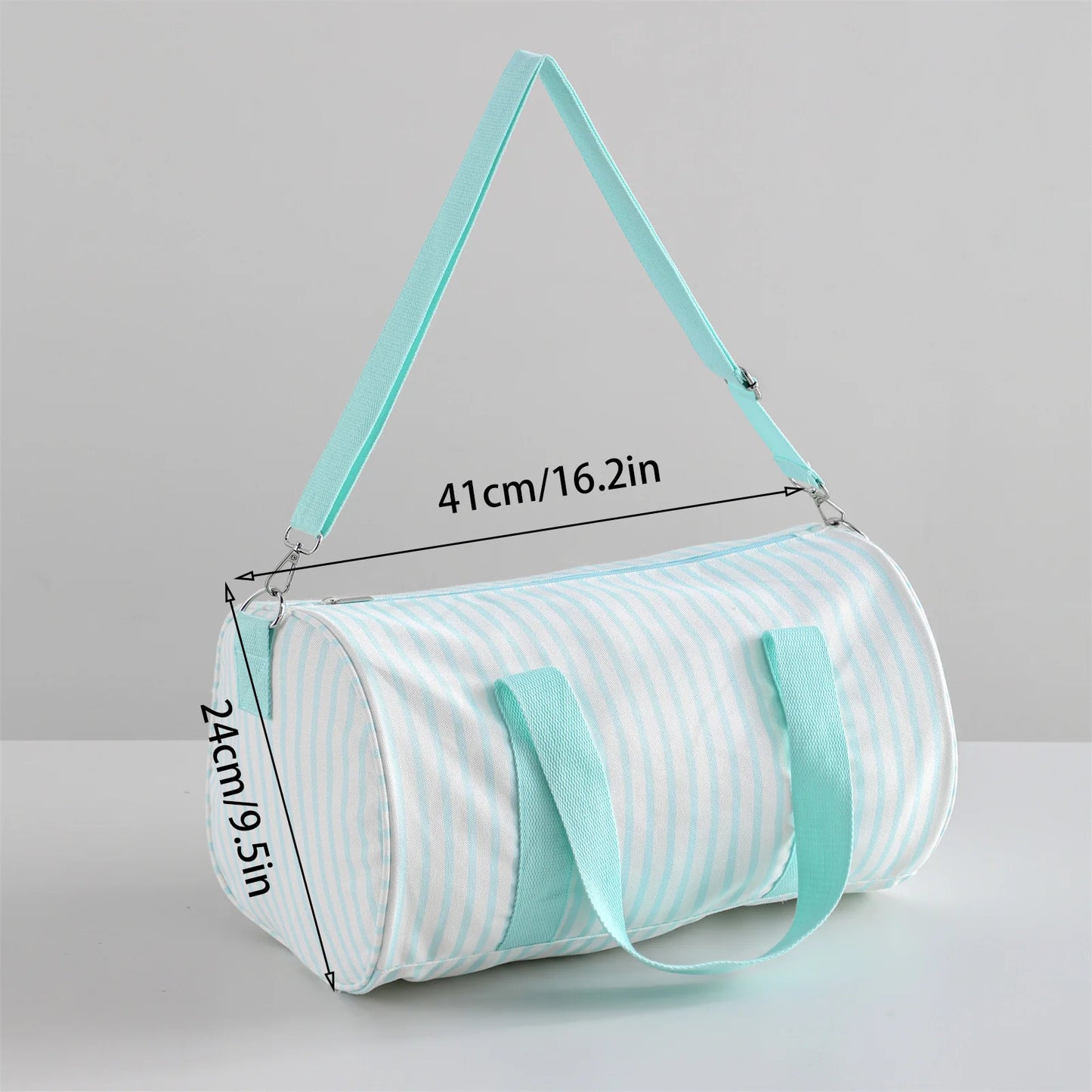 Striped Duffle Bag Women Canvas Travel Overnight Bag With Detachable Adjusted Strap Weekender Bag Vacation