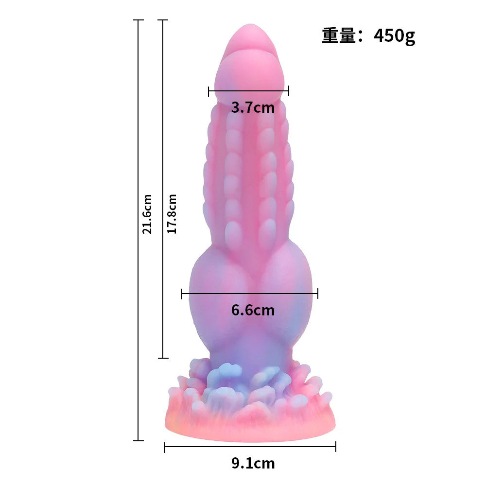 Realistic Dog Dildo 8.5inch Fantasy Monster Dildos Luminous Silicone Thick Pink Dildo Anal Toy with Suction Cup for Women Men