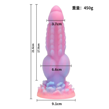 Realistic Dog Dildo 8.5inch Fantasy Monster Dildos Luminous Silicone Thick Pink Dildo Anal Toy with Suction Cup for Women Men