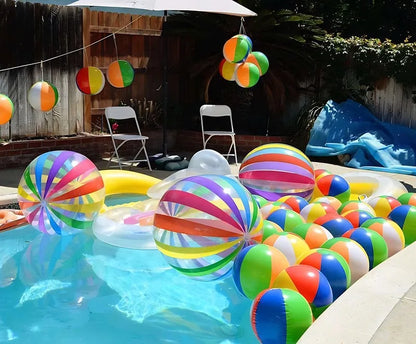 Inflatable Beach Balls Rainbow Color Pool Ball Swimming Pool Water Games for Kids Birthday Gifts Summer Party Favors Volleyball
