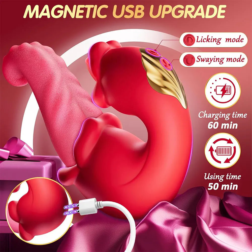 Vibrator Adult Sex Toys for Women 4 in 1 Tongue Thrusting Vibrators Dildo Sucking Clit Stimulator for Female Couples Adult Games