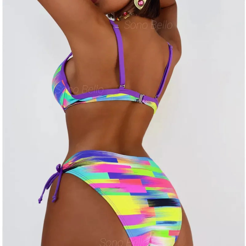 Rainbow Sexy Bikinis Female Swimsuits Women Swimwear Push Up Swim Wear Bathing Suits Brazilian Bikini Set Beachwear Pool Bather
