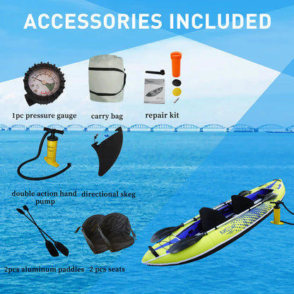 Adult Inflatable Fishing Canoe/Kayak 2 And 3 Person Inflatable Canoe Kayak, Seated Kayak With Paddle