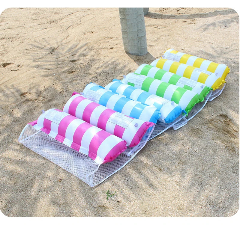 Foldable Inflatable Floating Swimming Pool Party Water Hammock Air Mattresses Pvc Stripe Water Floating Inflatable Mat Set