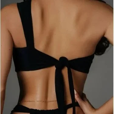 Sexy Bikini Swimsuit Single Shoulder Strap Female Version Large Chest Pure Desire Style Separate Bikini High End Brand 2025